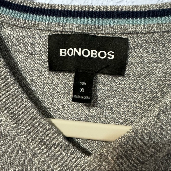 Bonobos Gray Slim Fit Merino Wool Men’s Plus Size V-neck Pullover Sweater - Picture 2 of 5
